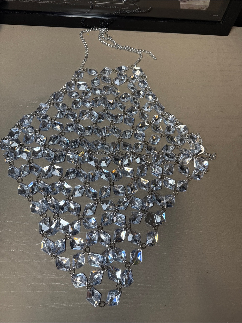 Silver Crystal Body Chain Top